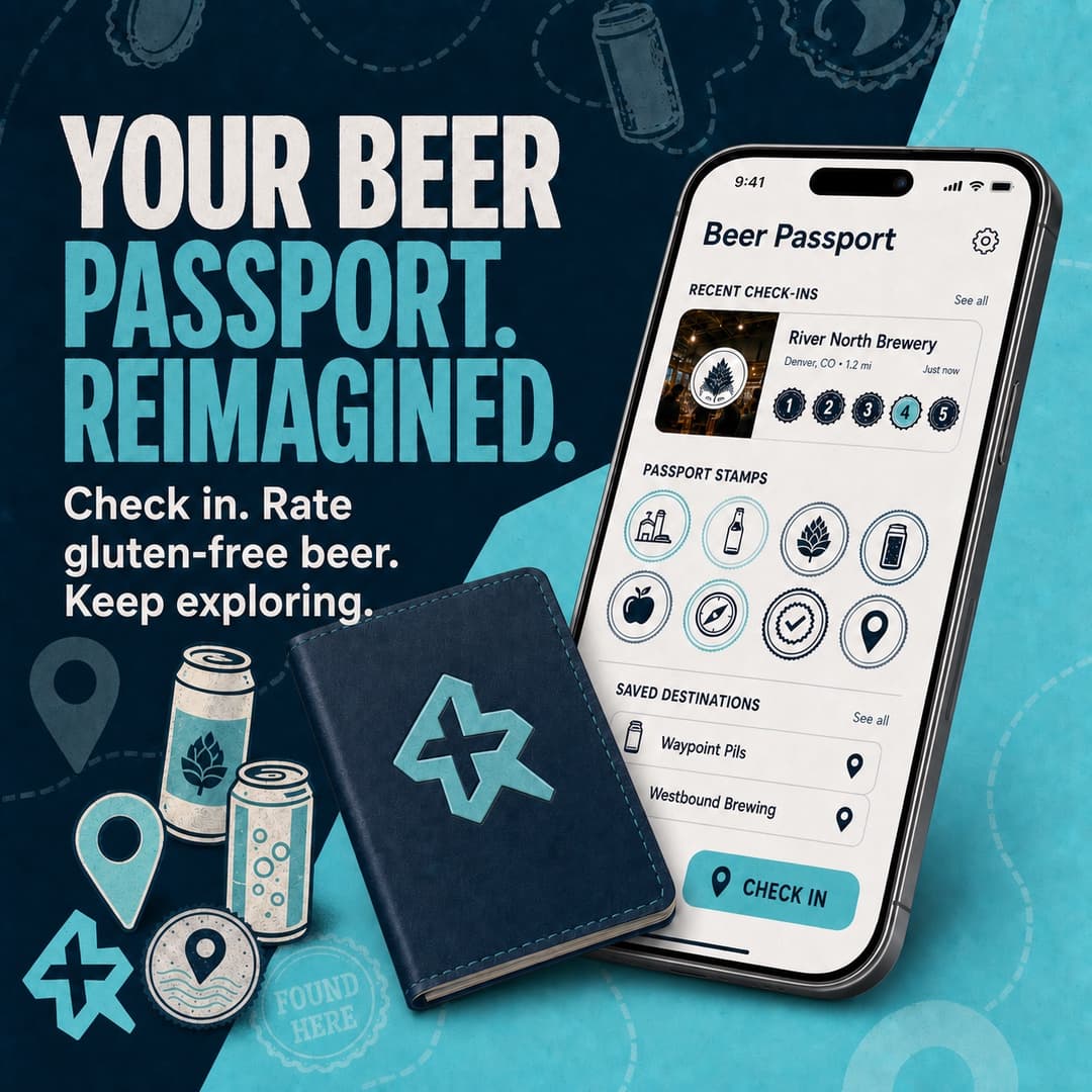 xGluted Beer Passport check-in and saved destination mockup